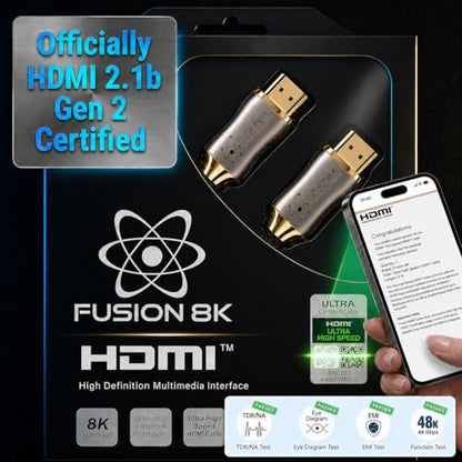 Certified HDMI 2.1 Cable 48Gbps 10 Feet - 10K 8K@60Hz 4K@120Hz 144Hz | eARC HDR10 Dolby Vision HDCP 2.3 | Braided Cord for PS5, Xbox Series X, Apple TV 4K, Roku, OLED TV - size: 10 Feet