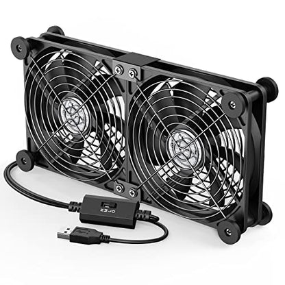 ELUTENG Dual USB Computer Cooling Fan High Speed 120mm Fan Adjustable 5V USB Port Heatsink Cooling Fan 12cm for Laptop Receiver DVR PlayStation Xbox Desk Computer Cabinet Cooling - size: 120mm