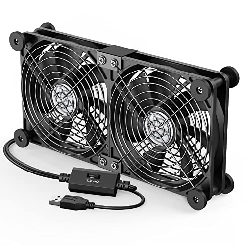 ELUTENG Dual USB Computer Cooling Fan High Speed 120mm Fan Adjustable 5V USB Port Heatsink Cooling Fan 12cm for Laptop Receiver DVR PlayStation Xbox Desk Computer Cabinet Cooling - size: 120mm