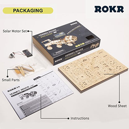 ROKR Assemble Solar Energy Powered Cars-Moveable 3D Wooden Puzzle Toys-Funny Teaching Educational-Home Deco-Model Building Sets-Best Christmas,Birthday Gift for Adult (Curiosity Rover)