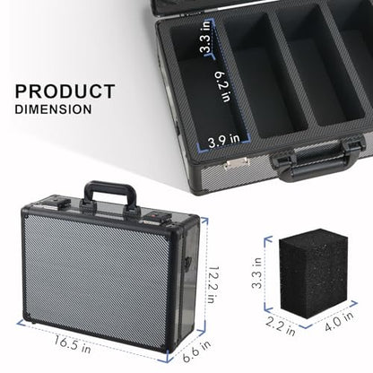 Graded Card Storage Box – Aluminum Alloy Trading Cards Storage Box with Combination Lock - Holds 140+ Graded Cards, Sports Card Case, Fits PSA, CSG, BGS (Carbon Fiber) - color: Carbon Fiber