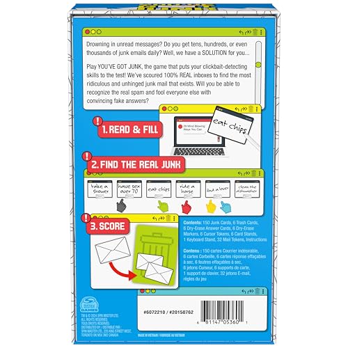 Spin Master Games, You’ve Got Junk - The Hilarious Spam-Filled Party Game, Adult Email Subject Line Cards for Friendsgiving, Happy Hour, Bachelorette Party, Adults, 3-10 Players, for Ages 18 & Up - style: You've Got Junk - Party Game