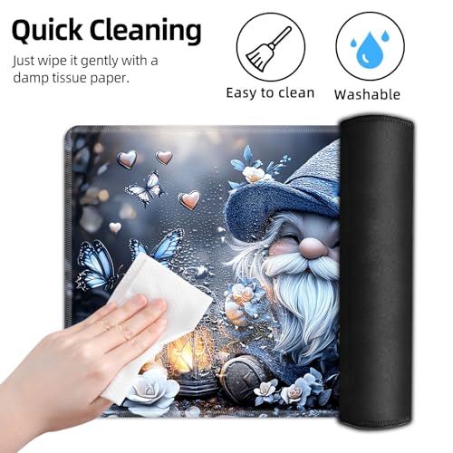 for MTG Playmat TCG Card Game Mat with Stitched Edges,Board Game Mats Non-Slip Waterproof Rubber Base 24 x 14 inch for CCG RPG DTCG Trading Card,Gnome Butterfly Garden - color: Gnome Butterfly Garden