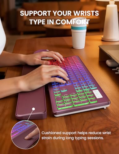 Wireless Keyboard and Mouse Combo, RGB Backlit, Rechargeable & Light Up Letters, Full-Size, Soft Typing, Sleep Mode, 2.4GHz Quiet Keyboard Set for Mac, Windows, Laptop, PC, Trueque KM42Pro | Light Up Letters, Full-Size, Soft Typing, Sleep Mode, 2.4GHz Qui