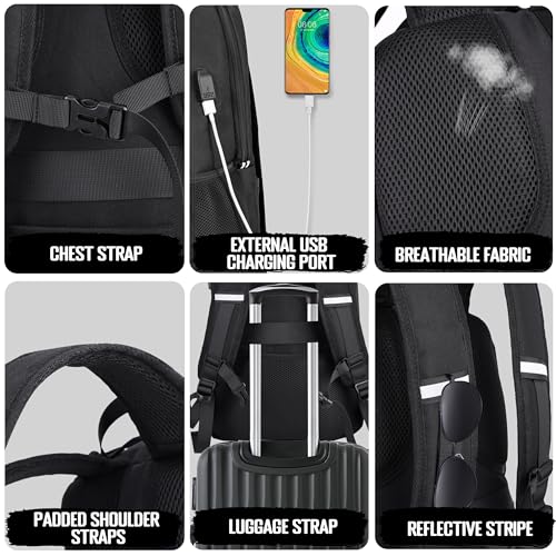 HILOMON Backpack with Insulated Lunch Compartment Cooler Bookbag Combo | 17" Laptop Compartment, USB Charging Port, Chest Strap, Anti-Theft Pocket, 2-in-1 Insulated Cooler Lunchbox Work Backpackbag