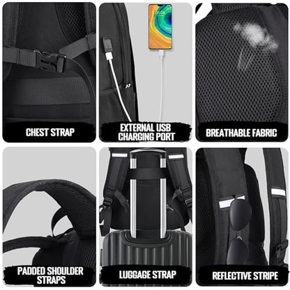 HILOMON Backpack with Insulated Lunch Compartment Cooler Bookbag Combo | 17" Laptop Compartment, USB Charging Port, Chest Strap, Anti-Theft Pocket, 2-in-1 Insulated Cooler Lunchbox Work Backpackbag