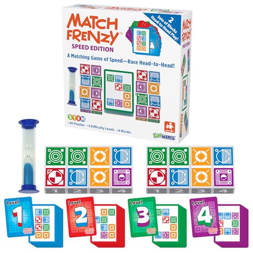 Funwares Match Frenzy: Portable Pattern Matching Puzzle Game, Family Mini Board Games, Perfect for Travel & Home Play, Road Trip Activities for Kids and Adults, Quick Set-Up - Speed Edition - style: 2-Player