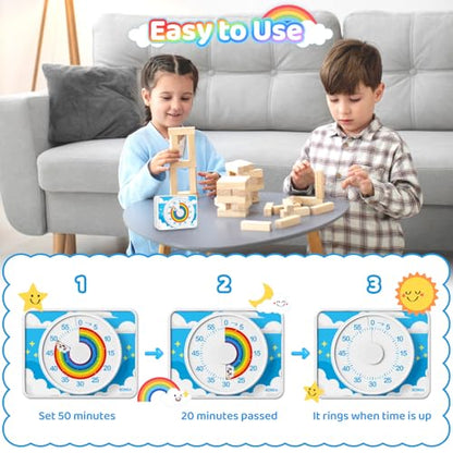VOCOO Visual Timer for Kids - 60 Min Rainbow Countdown Clock for Classroom & ADHD - color: White