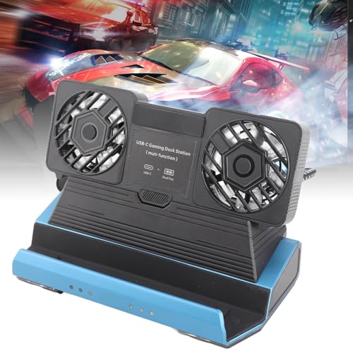 9 in 1 Docking Station for & Handheld Consoles, RGB Dual Cooling Fan, 4K 60Hz HD Multimedia Interface, Gigabit Ethernet, 100W PD, 4X USB 3.0 Ports