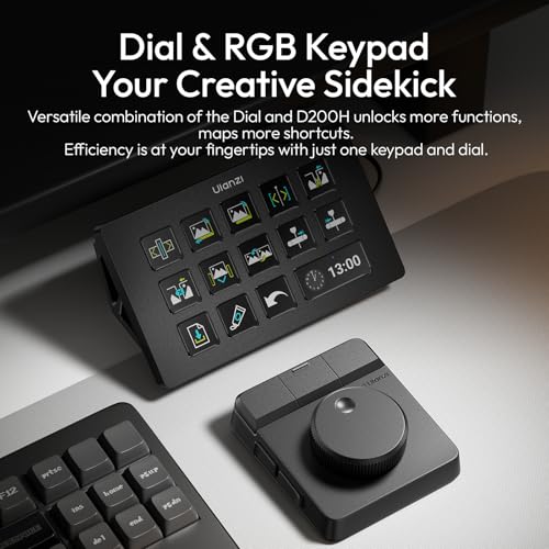ULANZI D100H Wireless Video Editing Keyboard with Dial Knob | Haptic Dial, 7 Customizable Keys, Dual-Mode 60-Day Battery, BLE 5.0 3-Device, Ulanzi Connect Lighting & Smart Home - color: D100H