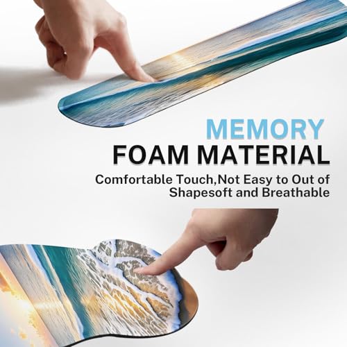 Ergonomic Mouse Pad Set with Wrist Rest, Beach Summer Sun | Non-Slip Rubber Base Wrist Cushion Support and Coasters Mousepad with Wrist Support for Computer Keyboard - color: Beach Summer Sun