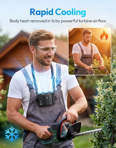 Portable Waist Fan with 3 Turbo Fans, 12000mAh Rechargeable Wearable Belt Fan, Shirt Fan Strong Airflow Fast Cooling, Hands Free Clip Fan for Outdoor Jobsite Construction Farm, Black - color: Black