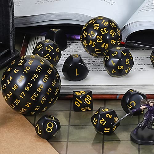 CiaraQ DND Polyhedral Dice Set (15pcs) D4-D100 Game Dice with Dice Bag | Acrylic Role Playing Dice for Dungeons and Dragons MTG Table Games (Black & Yellow) - color: Black & Yellow