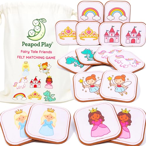 Felt Princess Matching Game for Toddlers – Fairy Tale Memory Game & Flash Cards – Soft and Safe for Ages 1+ – Montessori Preschool Learning Activity – Educational Princess Toy for Girls & Boys - color: Princess