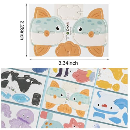 LOMIMOS Educational 3D Cartoon Puzzle for Kids,25Pcs 3D Cartoon Jigsaw Creative Learning Model for DIY Crafts Birthday Party Favor Gifts (Marine Organism) - style: ocean
