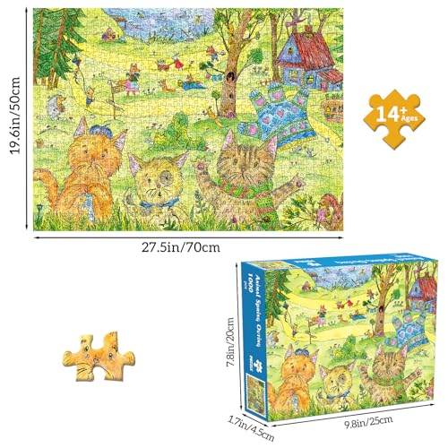 Puzzles for Adults 1000 Pieces, Jigsaw Puzzle for Adults, Fun Challenging Puzzle, Animal Spring Outing Puzzles Game, Interlock Perfectly No Dust, Gifts for Easter Mother’s Day - color: Animal Spring Outing
