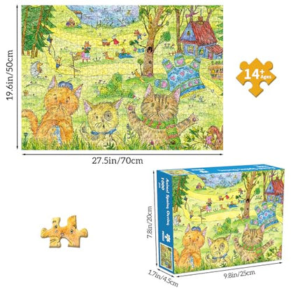 Puzzles for Adults 1000 Pieces, Jigsaw Puzzle for Adults, Fun Challenging Puzzle, Animal Spring Outing Puzzles Game, Interlock Perfectly No Dust, Gifts for Easter Mother’s Day - color: Animal Spring Outing