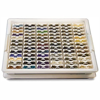 Elizabeth Ward Bead Storage Solutions Plastic Storage Tray and Bead Organizer with 78 Containers of Various Sizes, Tray, and Lid for Beads, Clear - style: 82-Piece