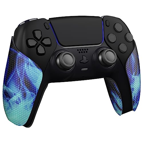 eXtremeRate PlayVital Anti-Skid Sweat-Absorbent Controller Grip for ps5 Controller, Professional Textured Soft Rubber Pads Handle Grips for ps5 Controller - Blue Flame - color: Blue Flame