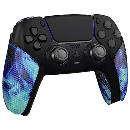 eXtremeRate PlayVital Anti-Skid Sweat-Absorbent Controller Grip for ps5 Controller, Professional Textured Soft Rubber Pads Handle Grips for ps5 Controller - Blue Flame - color: Blue Flame