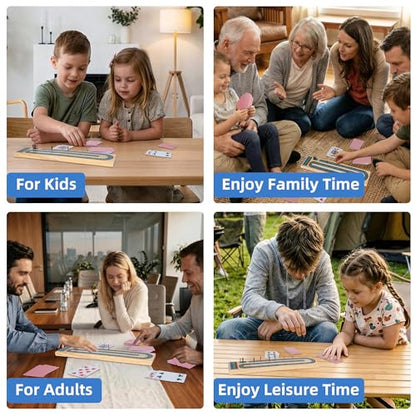 Offelec Upgraded Wooden Folding Cribbage Board Game Set - 3 Track Board with 2 Decks of Cards, 9 Metal Pegs & Storage | Portable Travel Cribbage for Kids, Adults and Family - color: Folding Cribbage Board