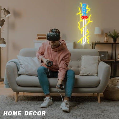 Anime Sword Neon Sign - LED Japanese Sword Wall Art for Anime Room Decor USB Dimmable Gaming Light Cool Anime Gift for Teenage Boys and Girls(6.5 * 16.4inch) - style: Anime Sword