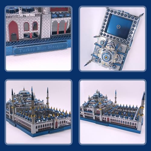 Microworld 3D Metal Puzzle for Adult, Turkey Blue Mosque Architecture Metal Model Kits, 3D Puzzles for Adults DIY Building Model Brain Teaser for Age 16+ (Sultan Ahmed Mosque)