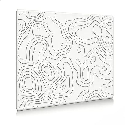 Glass Gaming Mouse Pad,White Topographic Hard Surface Gaming Mousepad,17.7‘’X15.7'' Tempered Glass Desk Mat,Ultra-Smooth Large Square Desk Mat,Improved Precision and Speed for Esports FPS Players - color: White(Irregular)