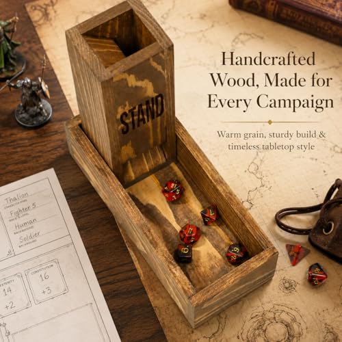 Personalized DND Gift – Custom Wooden Dice Tower with Tray, Engraved RPG Dice Roller, Dungeon Master Gift, Unique Gift for DND Player, Tabletop Gaming Accessory
