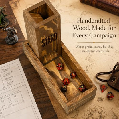 Personalized DND Gift – Custom Wooden Dice Tower with Tray, Engraved RPG Dice Roller, Dungeon Master Gift, Unique Gift for DND Player, Tabletop Gaming Accessory