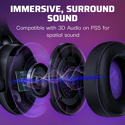 Victrix Gambit Black Wireless and Wired Gaming Headset with Mic - Playstation PS4, PS5 - Esports-Ready Pro Audio, Noise Cancelling Microphone, Ultra-Comfort Over The Ear Headphones - style: PlayStation