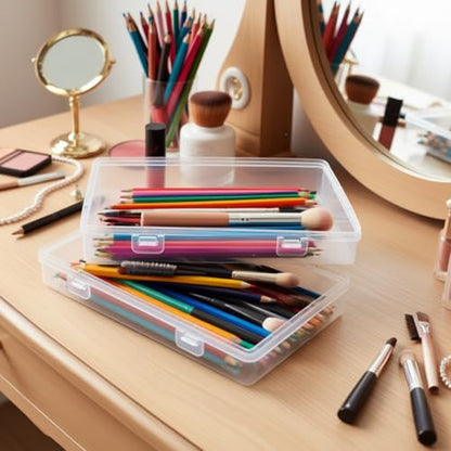 8 Pieces Rectangular Empty Mini Clear Plastic Organizer Box | 195 x 113 x 30 mm, Hinged Lids, For Small Items, Craft Projects - size: 195 x 113 x 30 mm