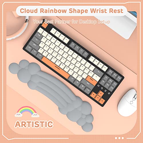 ZIYOU LANG 65% Wired RGB TKL Portable Mechanical Gaming Keyboard Dark Gray Blue Switch with Coiled Cable and Gray Cloud Wrist Rest for PC Mac Gamer