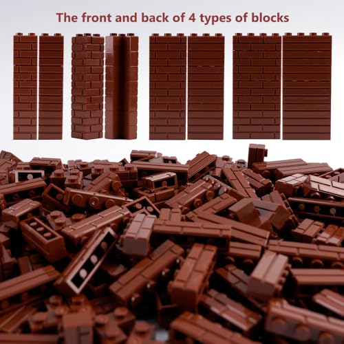 Classic Wall Bricks Building Block: 340 PCS Masonry Profile Brick Parts and Pieces Sets(Brown) - color: Brown