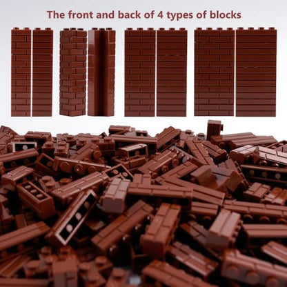 Classic Wall Bricks Building Block: 340 PCS Masonry Profile Brick Parts and Pieces Sets(Brown) - color: Brown