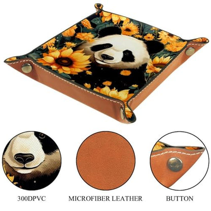 Double Sided Dice Tray, PU Leather Dice Holder Portable Folding Dice Rolling Tray for use as DND Dice Tray D&D Dice Tray or Dice Games, Panda Yellow Sunflower - color: Multi 1