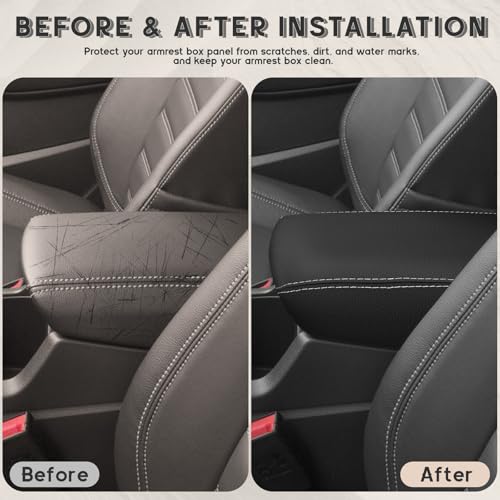 ramuel Center Console Armrest Cover for Ford Escape 2017 2018 2019 | Anti-Scratch ，Non-Slip ，PU Leather ，Easy Install - size: for Escape 2017 2018 2019