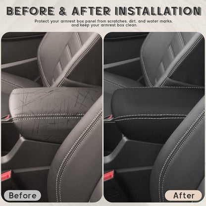 ramuel Center Console Armrest Cover for Ford Escape 2017 2018 2019 | Anti-Scratch ，Non-Slip ，PU Leather ，Easy Install - size: for Escape 2017 2018 2019
