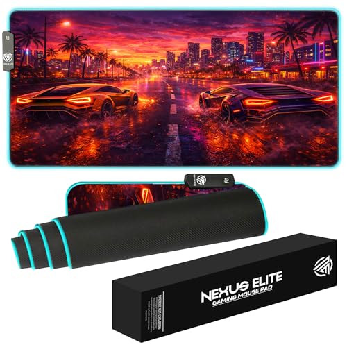 RGB Gaming Mouse Pad Large Extended Desk Mat 35.4x15.7in XXL XXXL Mousepad LED Light Up Keyboard Mat PC Gamer Desk Pad Gaming Accessories Extra Big Mouse Mats for Desk - Sunway Velocity - color: Sunset Velocity