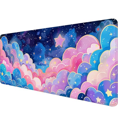 Colorful Cloud Gaming Mouse Pad Anime Rainbow Cute Clouds Mousepad XL Large Gaming Mouse Pad Laptop Keyboard Mat Desk Pad 31.5"x11.8" Office Home Decor for Women Girl - color: Colorful Cloud_002, size: 11.8" x 31.5"
