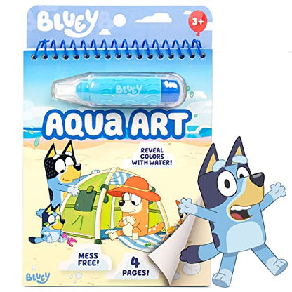 Horizon Group USA Bluey Aqua Art - Reusable Water Reveal Activity Pages With Water Pen for No-Mess Drawing and Coloring - style: Bluey