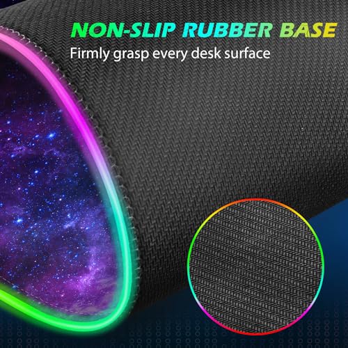 ToLuLu RGB Gaming Wireless Charging Mouse Pad, 7.5/10/15W 10 Light Modes LED Mouse Pad Computer Keyboard Mat Mousepad, 800x300x4MM Extended Large Desk Mat for MacBook, Laptop, PC, Purple Galaxy Space - color: Purple Galaxy Space