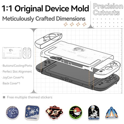 GeekShare Hard Case Compatible with Nintendo Switch 2 (2025), Anti-Scratch Dockable Protective Cover for Switch 2 with Detachable Joysticks, The Moon (Moonlight White) - color: The Moon-White