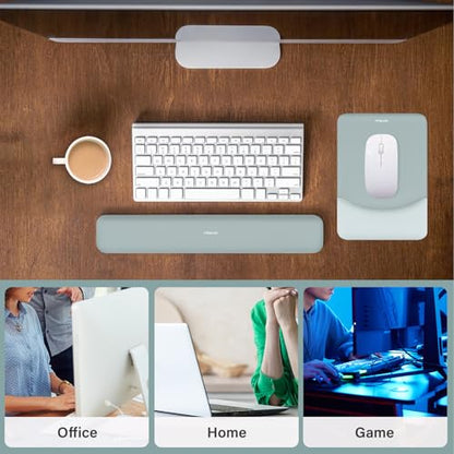 MOSISO Wrist Rest Support Mouse Pad & Keyboard Set, Powder Blue | Rectangular Ergonomic Mousepad, Non-Slip Base, Home/Office Pain Relief & Easy Typing, Neoprene Cloth & Raised Silicone Lining - color: Powder Blue