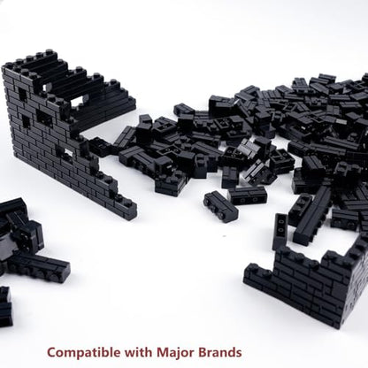 Masonry Bricks House Wall Accessories: 340PCS Classic Masonry Profile Block Parts and Pieces Creative Construction Bulk, MOC Castle Pieces (Black) - color: Black