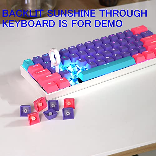 CJXSP PBT 61 Keycaps 60 Percent, Gaming Keycaps OEM Profile Backlit Keycap Set for 60 Percent Cherry MX Mechanical Keyboard ，Only keycaps (Pink Peach) - color: Pink peach