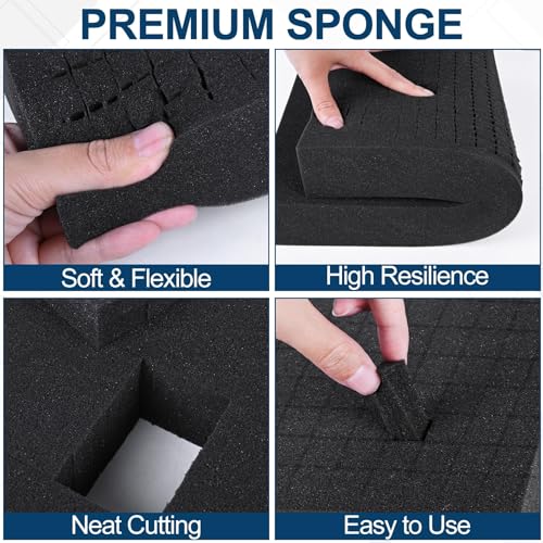 MYFAMIREA 8 Pcs Pick and Pluck Foam Sheets 2 Size Polyurethane Apart Foam Inserts Pads with Bottom Use for Camera, Interlocking Case, Tool Box, Storage Drawer(4P 16" x 12" x 0.8", 4P 16" x 12" x 0.4") - size: 2 Sizes - 8 Pcs -16 Inches Length