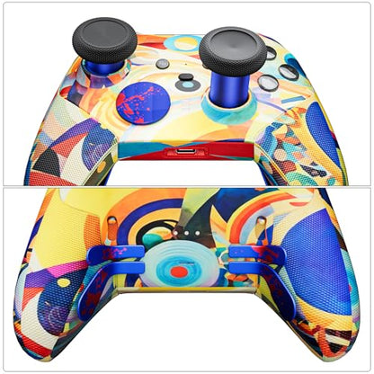 14-in-1 Controller Accessories Kit Compatible with Xbox Elite Series 2, 6 Premium Metal Thumbsticks, Swap Joysticks, 4 Interchangeable Paddles, 2 D-Pads, 1 Tool & 1 Storage Bag (Blue+Red) - color: Blue+Red
