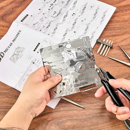 honoson 10 Pcs Metal Earth Tool Kit Pliers Bending Tools for 3D Metal Model | Flat Nose, Needle Nose & Nozzle Pliers, Tab Edge Cylinder Cone Bending, Fits Metal Jigsaw Puzzle Assembly
