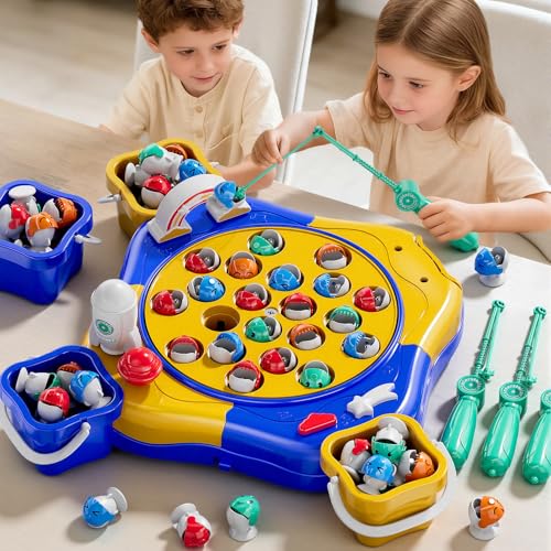 Magnetic Fishing Game for Kids Toddlers Ages 1-3 3-5 5-7, Blue | Fish Toy Board Game for Kids 3 4 5 6 7 8 Years Old, 70 Pcs Fishing Table Toys Fish Catch Game Birthday Gifts for Boys Girls - color: Blue